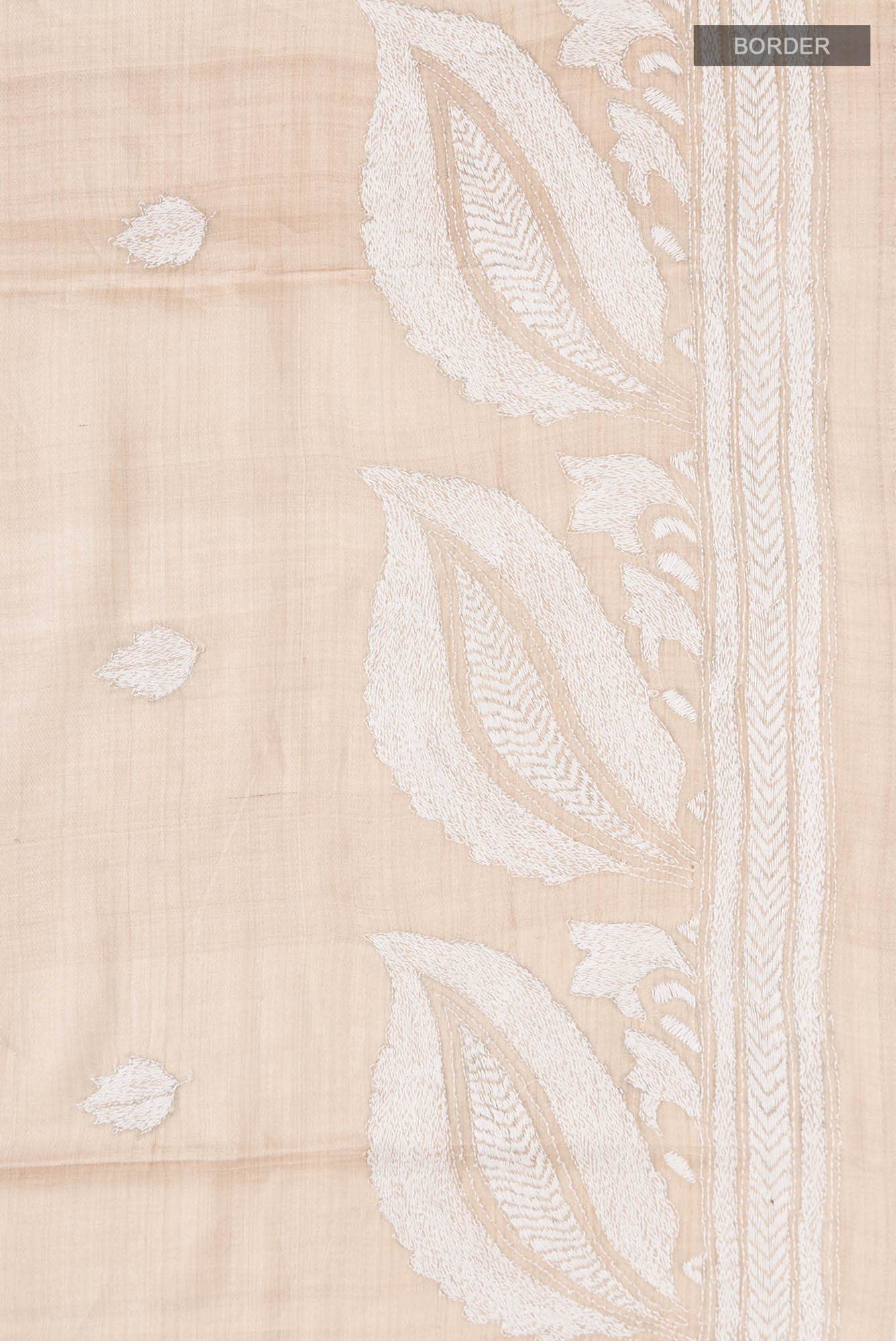 Beige Tussar Silk Saree