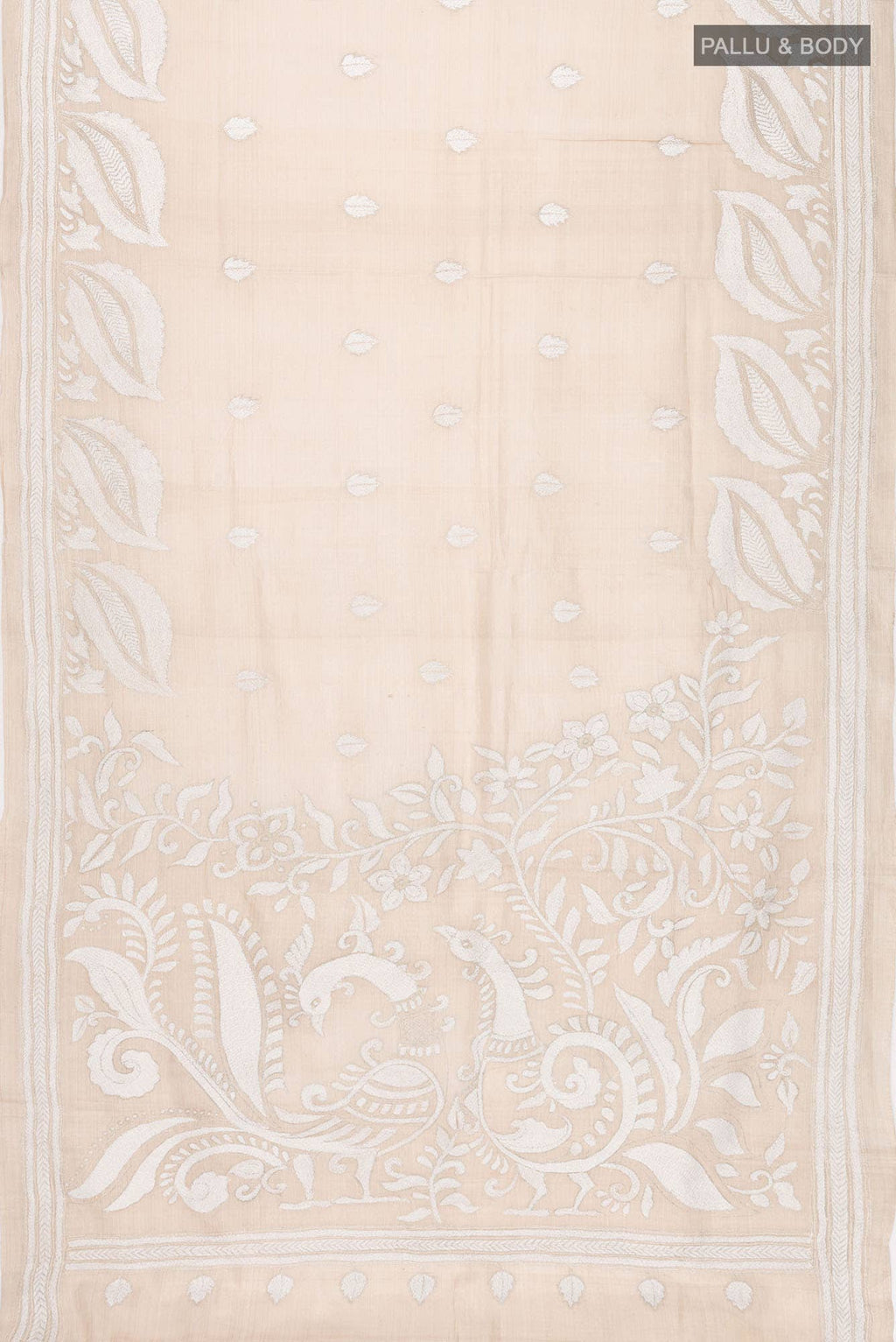 Beige Tussar Silk Saree