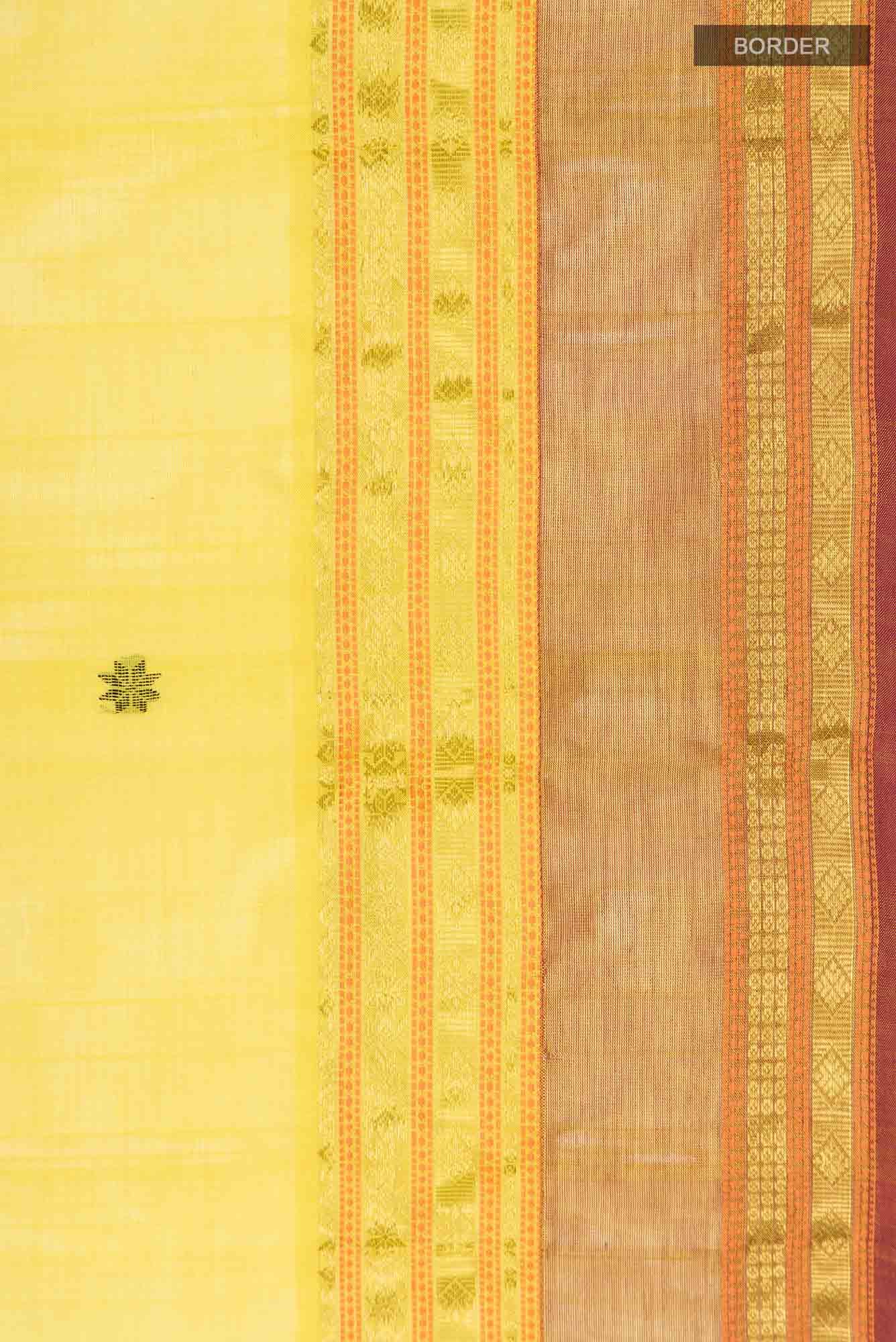 Yellow Maheshwari Silk Cotton Saree