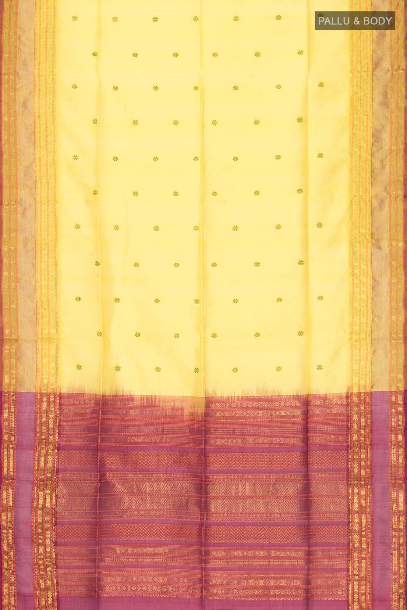 Yellow Maheshwari Silk Cotton Saree