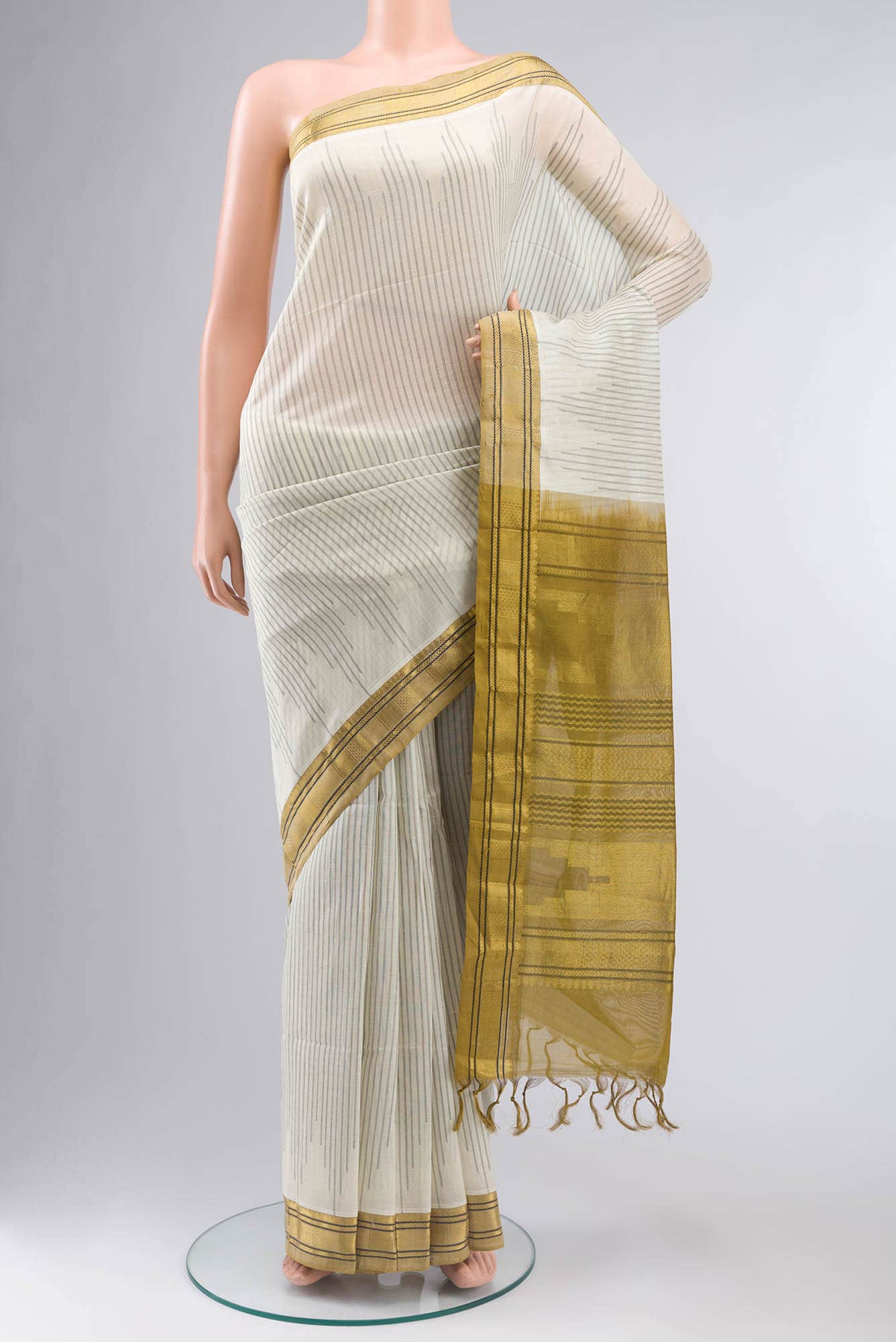 Cream Silk Cotton Saree
