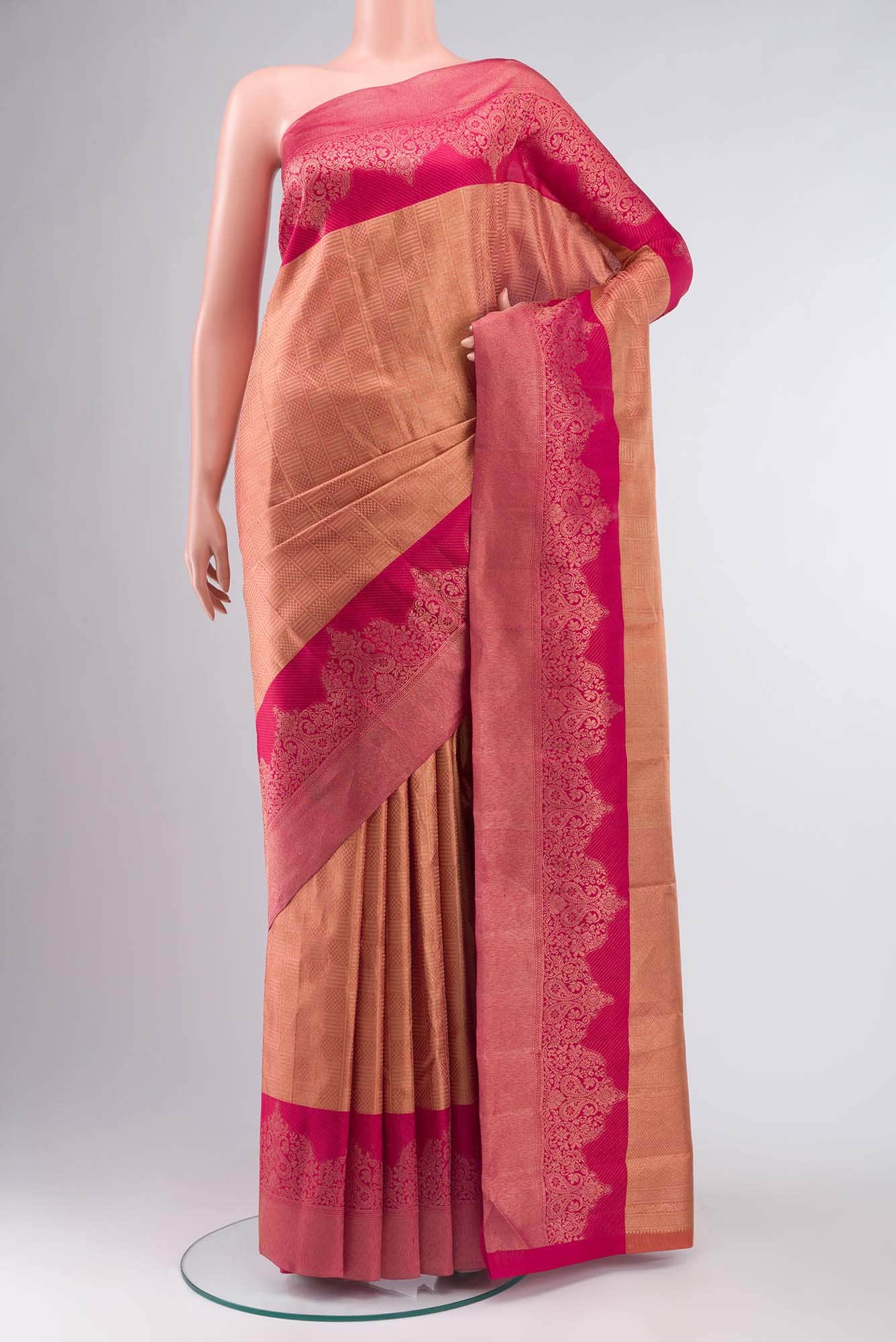 Peach Kanchipuram Silk Saree