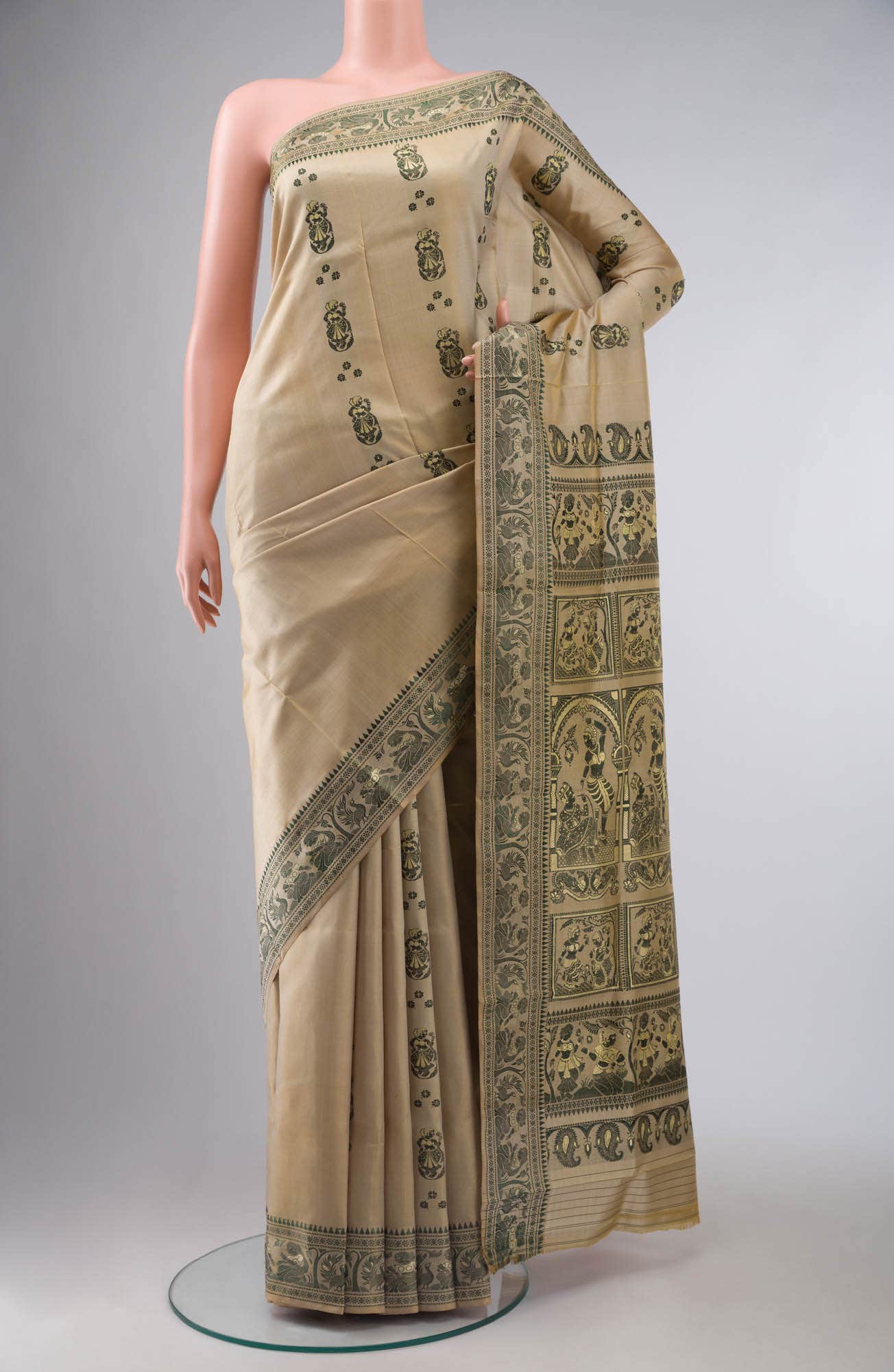 Beige Baluchari Silk Saree