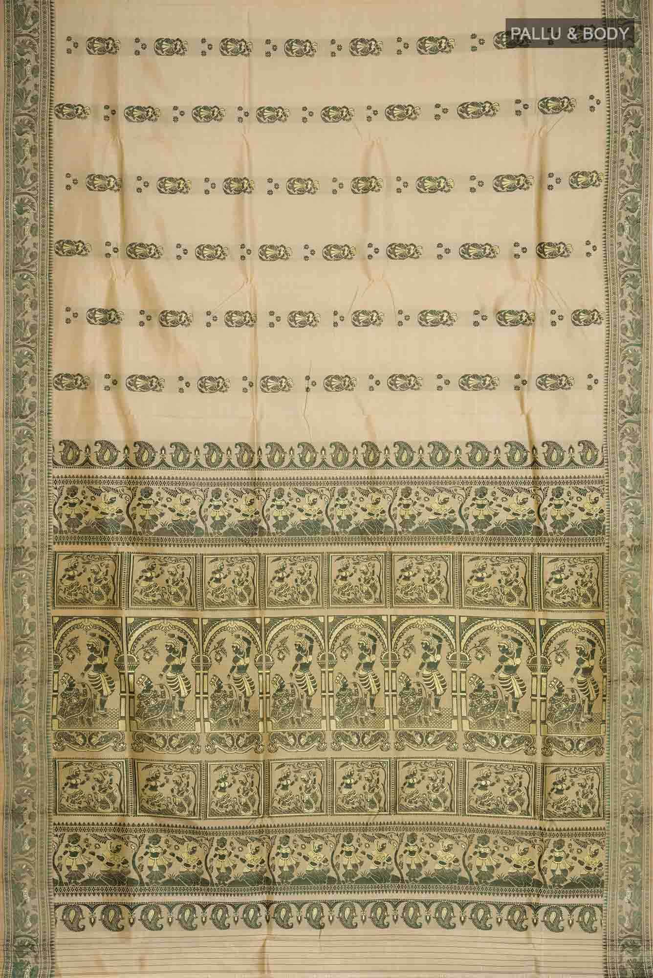 Beige Baluchari Silk Saree