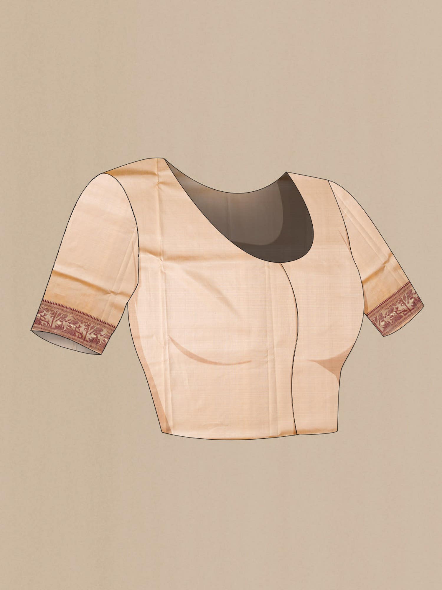 Beige Baluchari Silk Saree