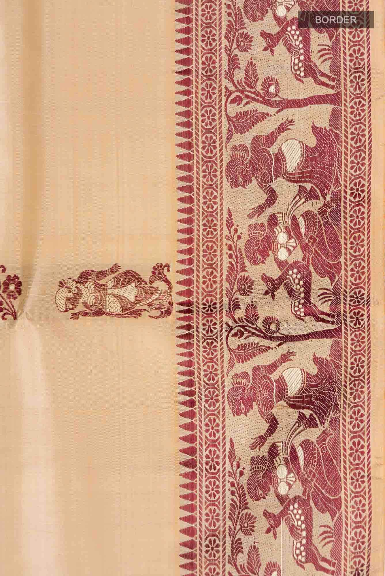 Beige Baluchari Silk Saree