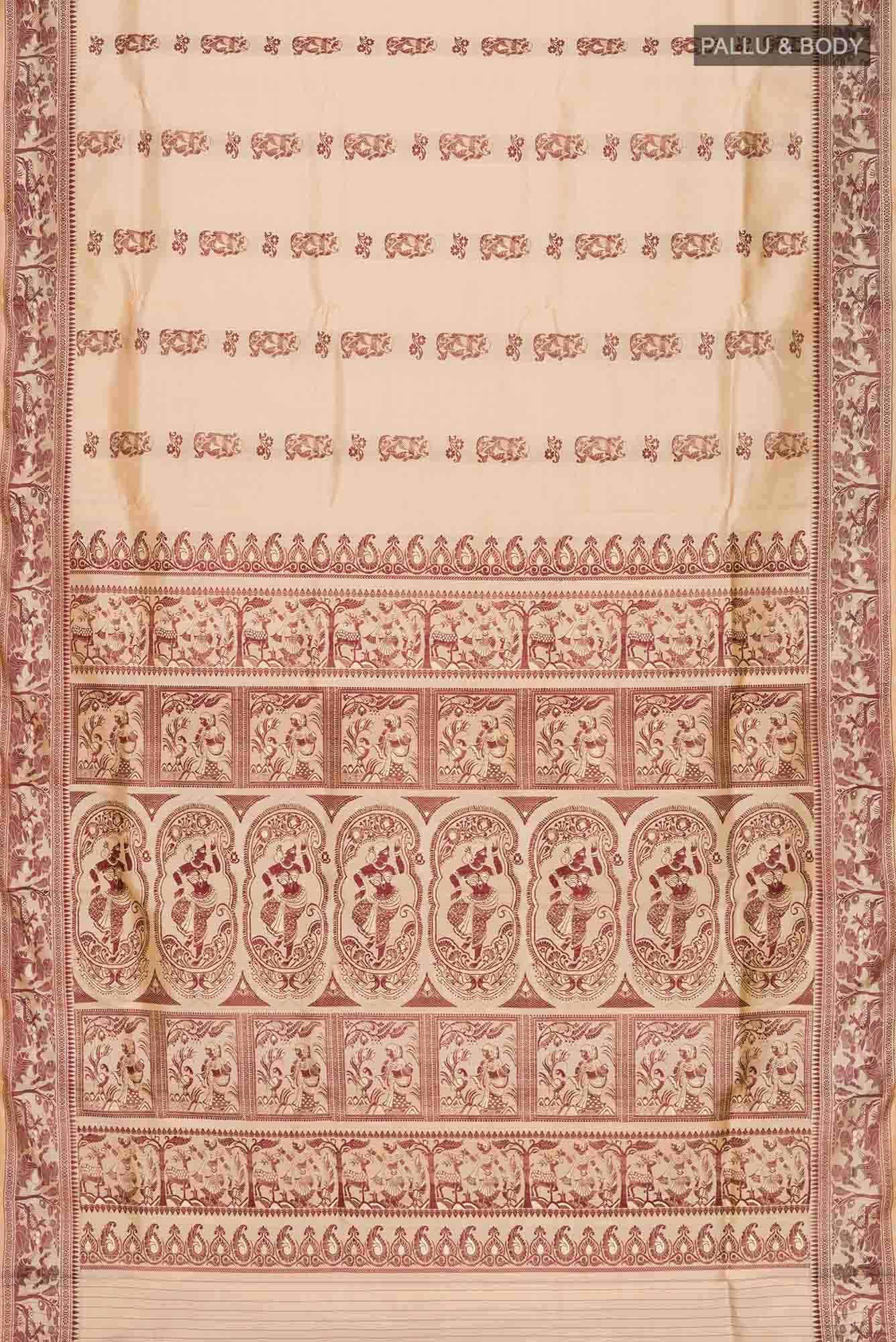 Beige Baluchari Silk Saree