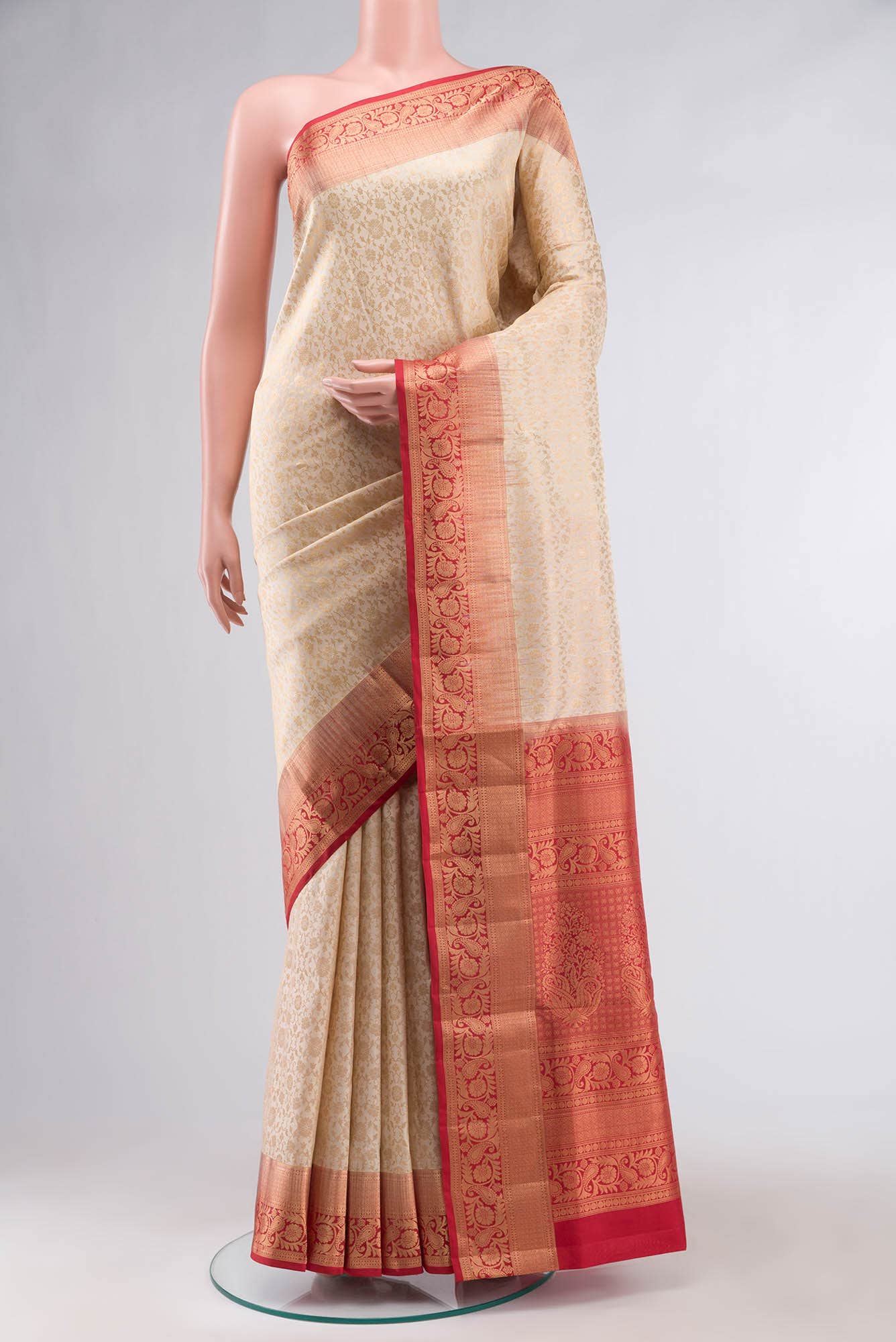 Cream Soft Silk Saree