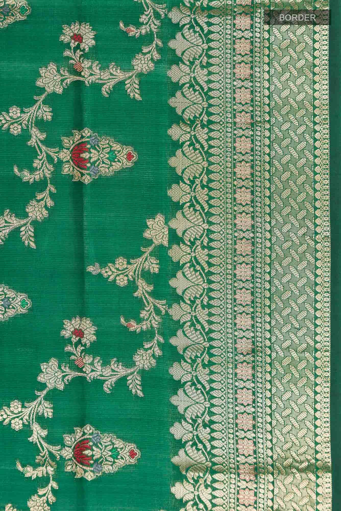 Green Banarasi Raw Silk Saree