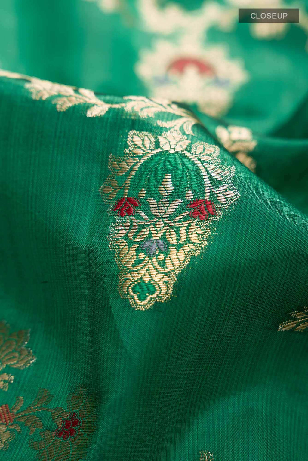 Green Banarasi Raw Silk Saree