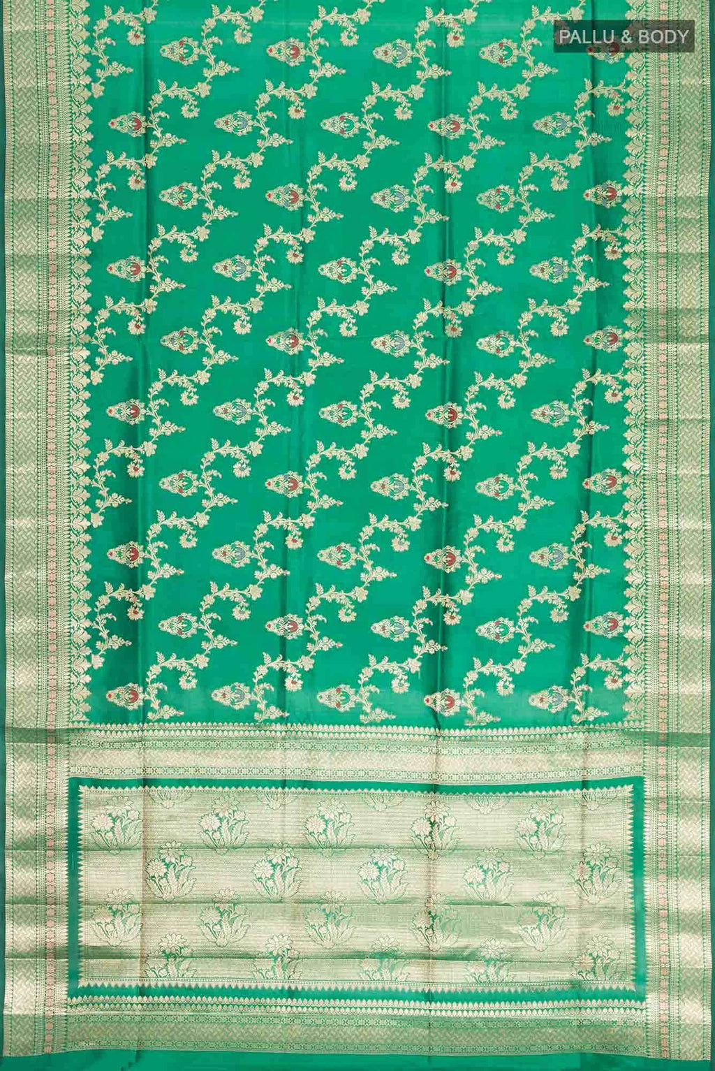 Green Banarasi Raw Silk Saree