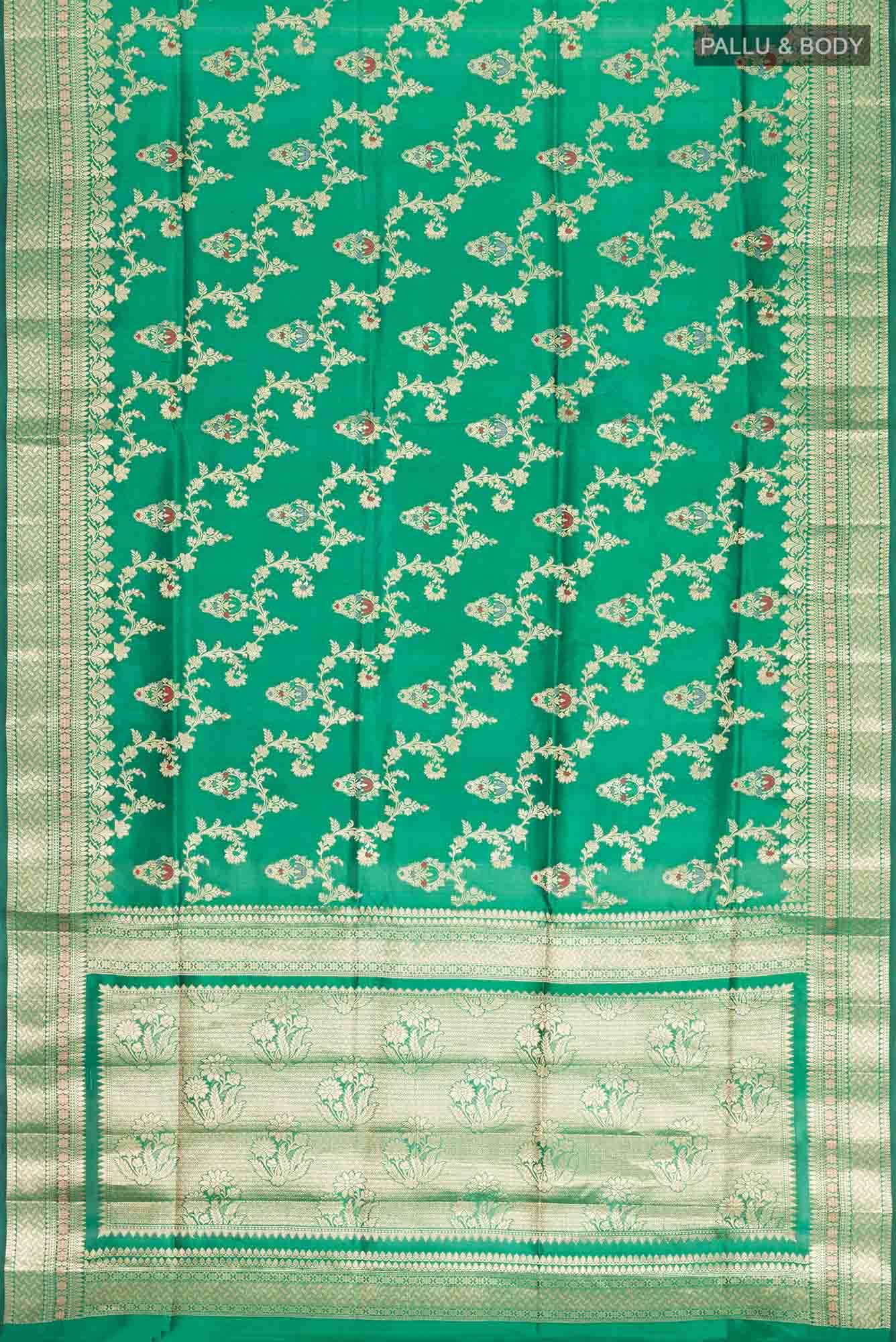 Green Banarasi Raw Silk Saree
