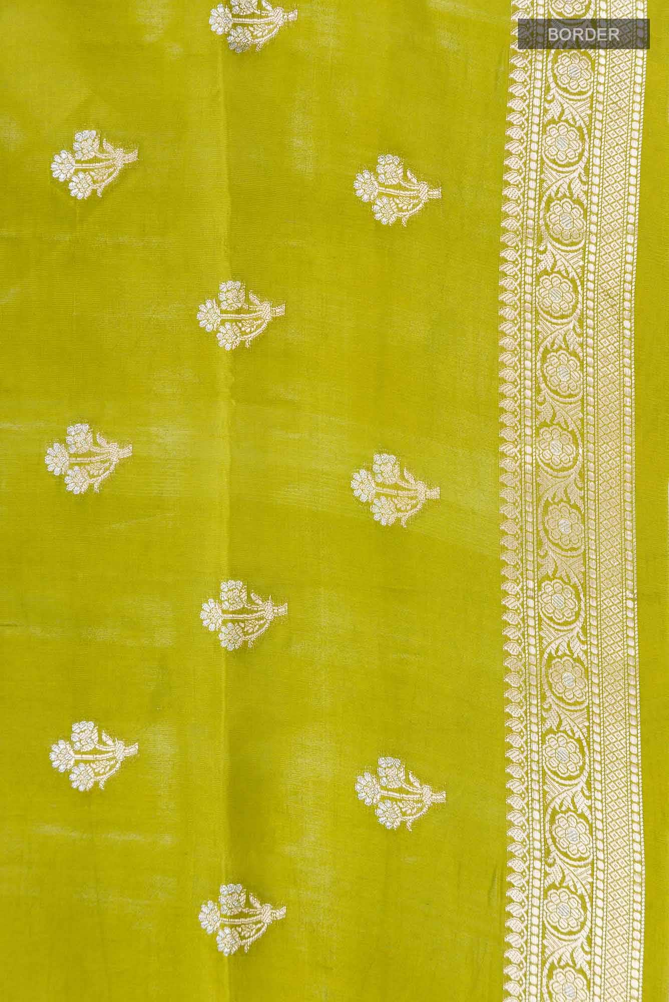 Green Banarasi Raw Silk Saree