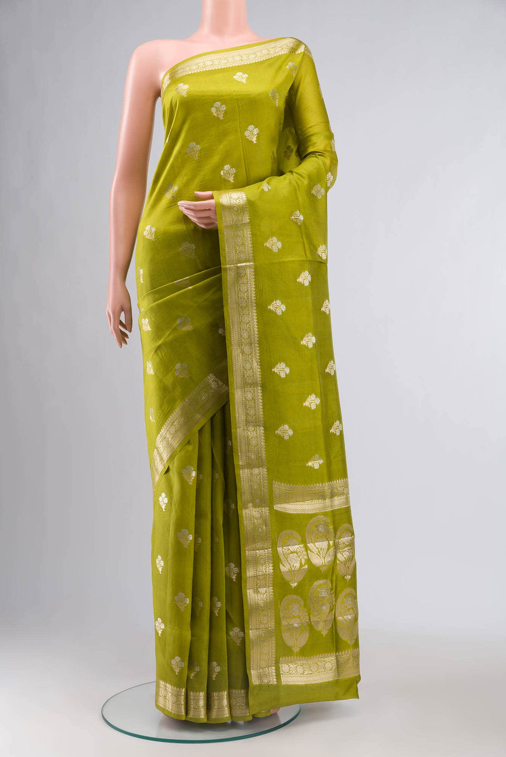 Green Banarasi Raw Silk Saree