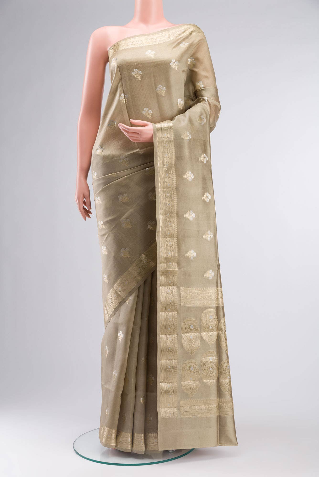 Green Banarasi Raw Silk Saree