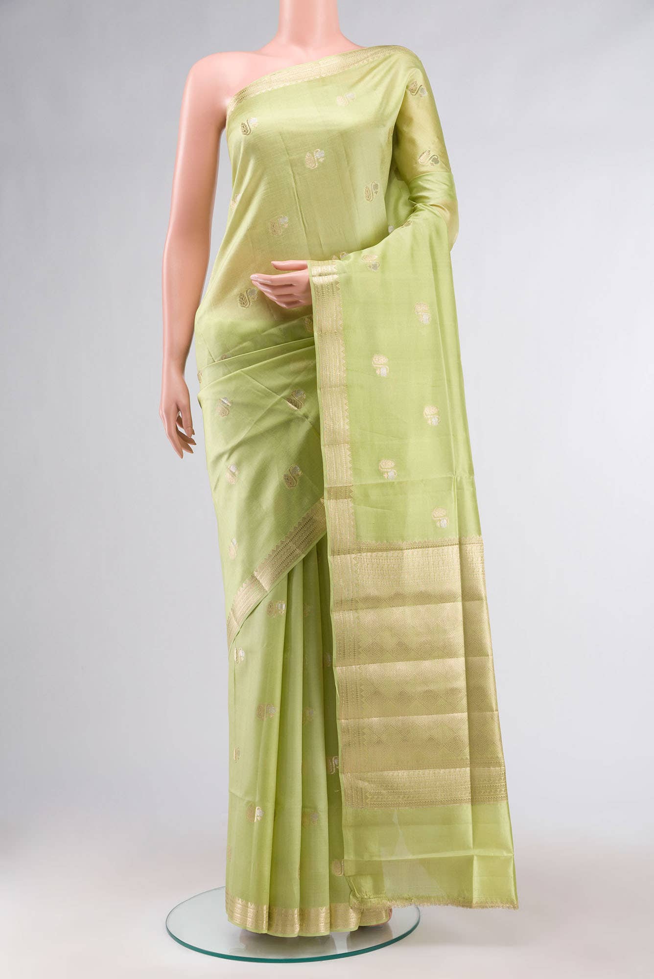Green Banarasi Raw Silk Saree