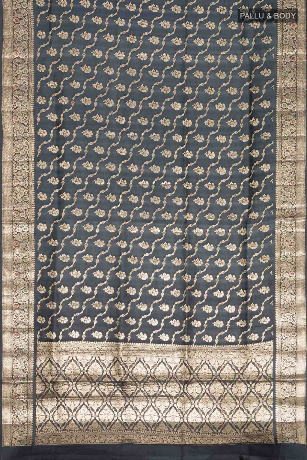 Black Banarasi Raw Silk Saree