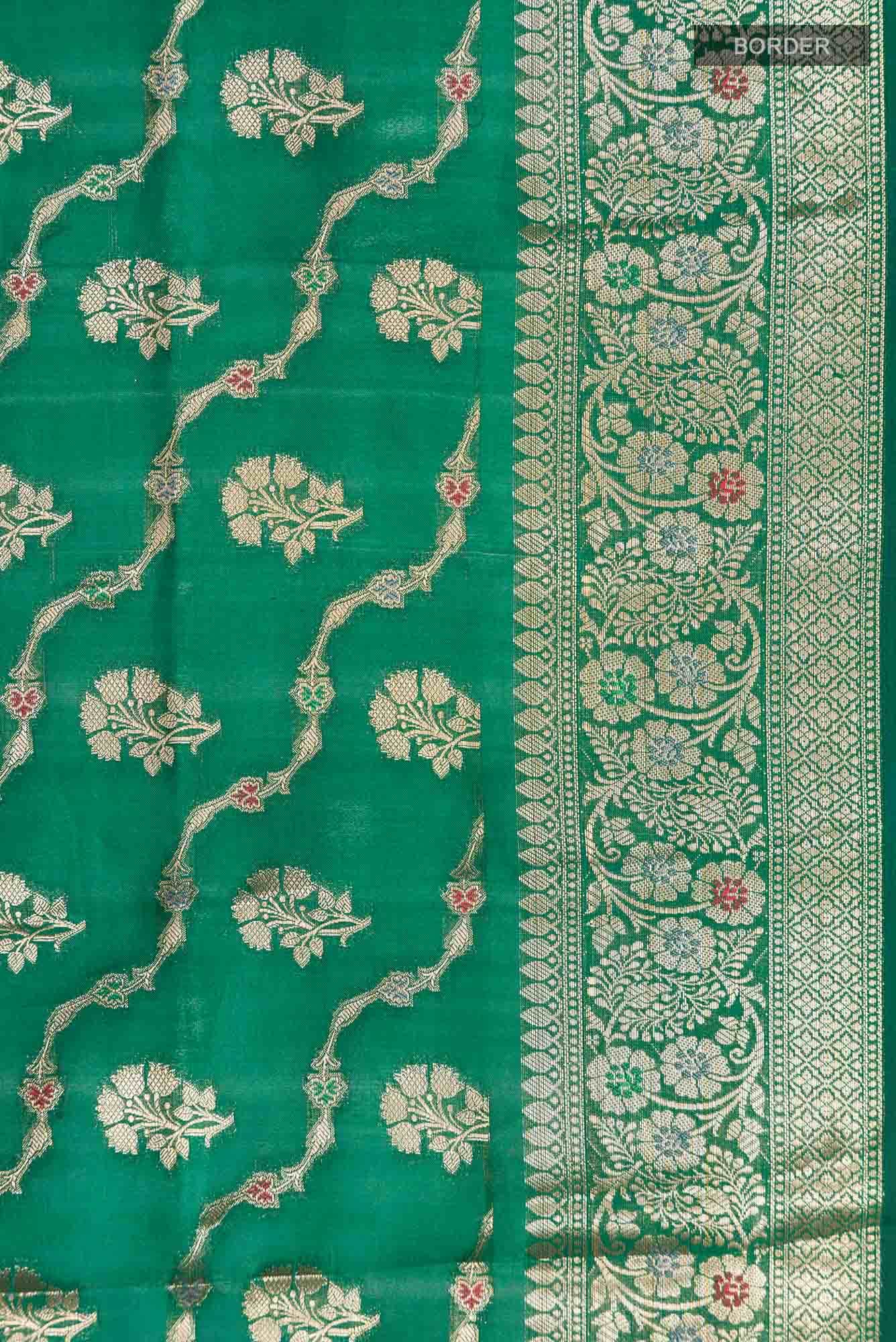 Green Banarasi Raw Silk Saree