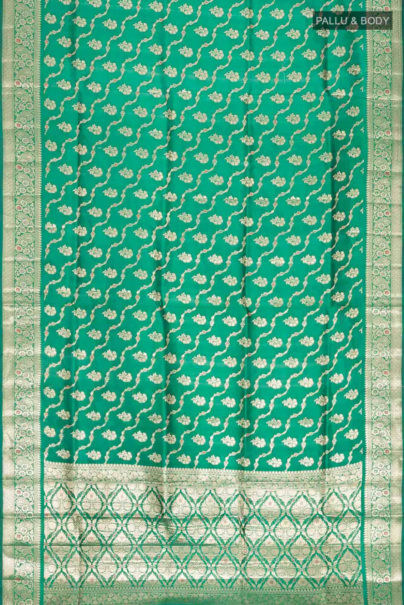 Green Banarasi Raw Silk Saree