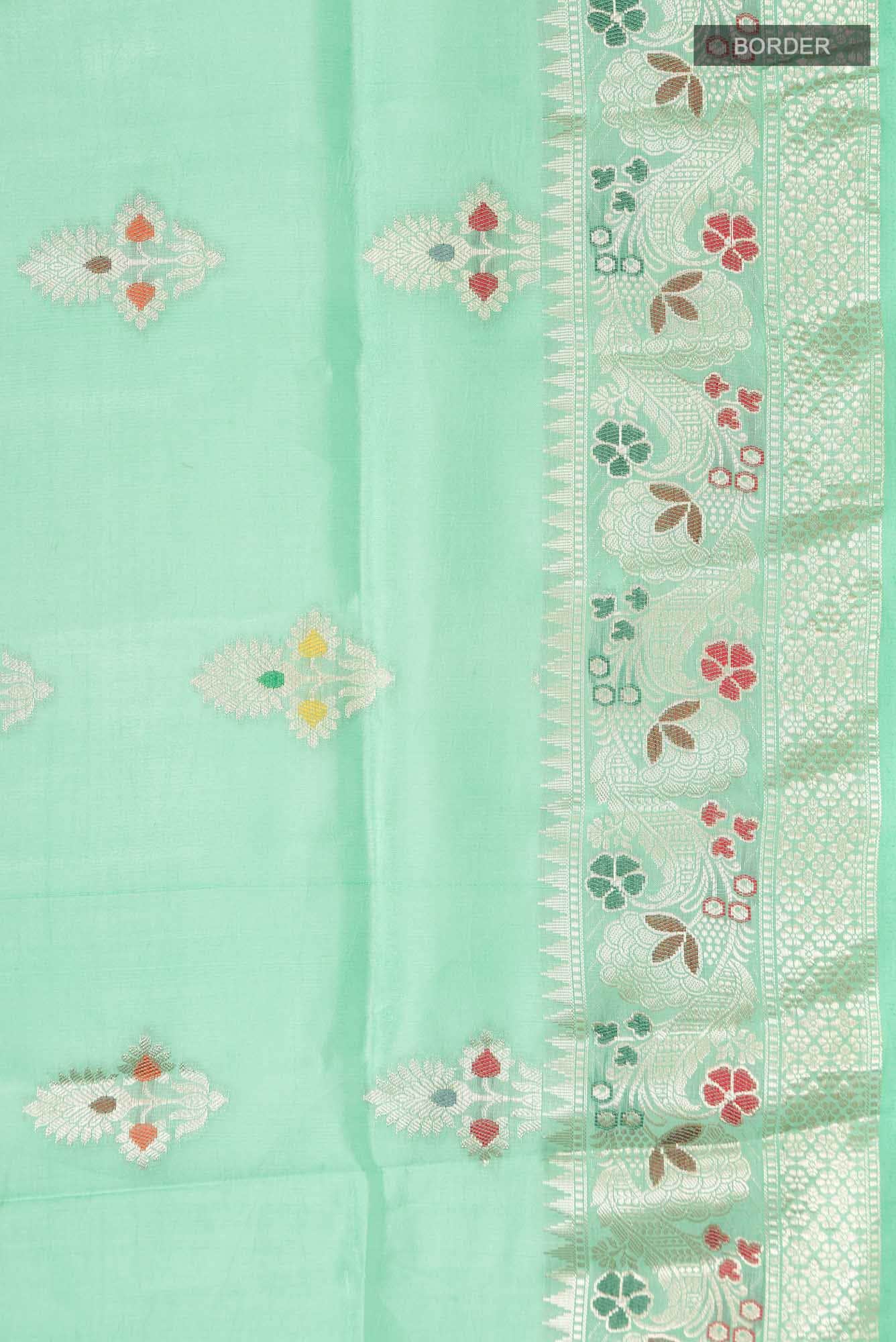 Green Banarasi Raw Silk Saree