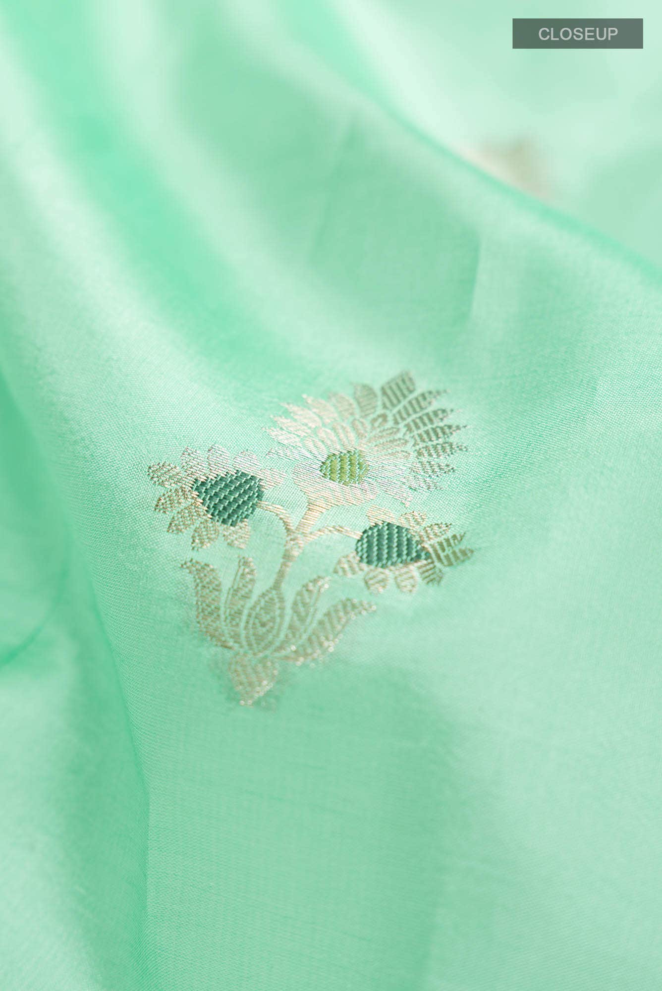 Green Banarasi Raw Silk Saree
