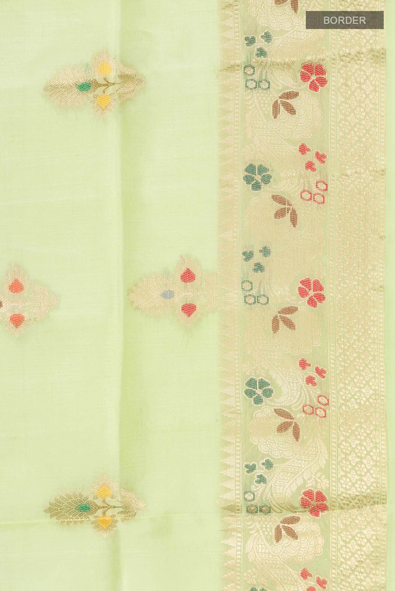 Green Banarasi Raw Silk Saree