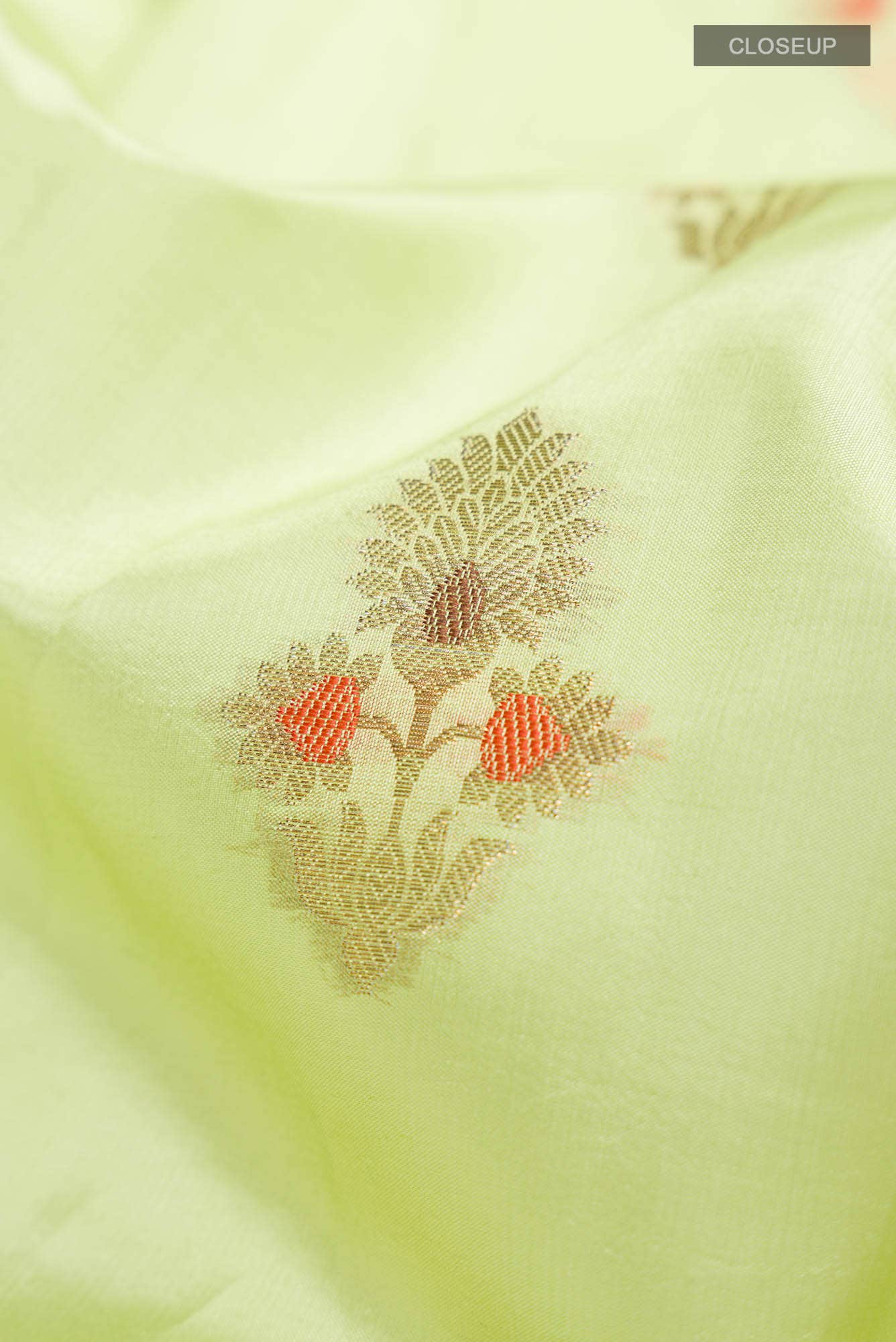Green Banarasi Raw Silk Saree