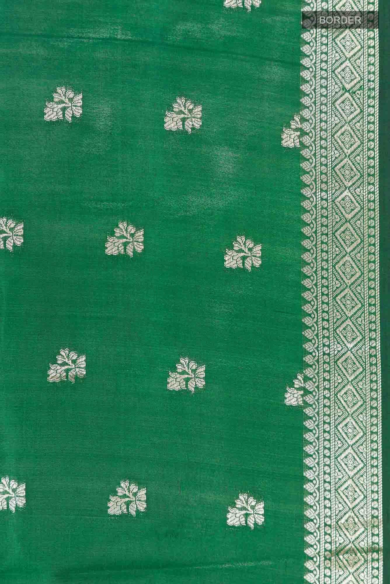 Green Banarasi Raw Silk Saree