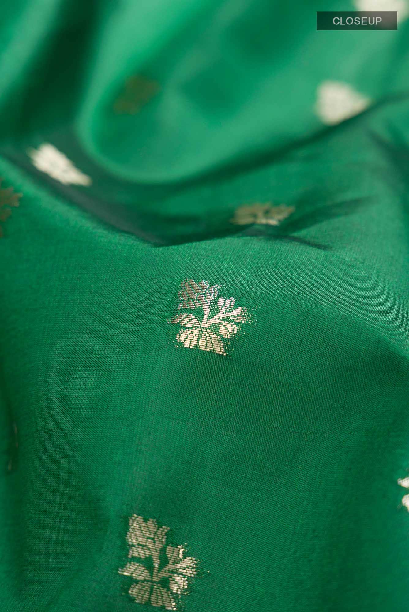 Green Banarasi Raw Silk Saree