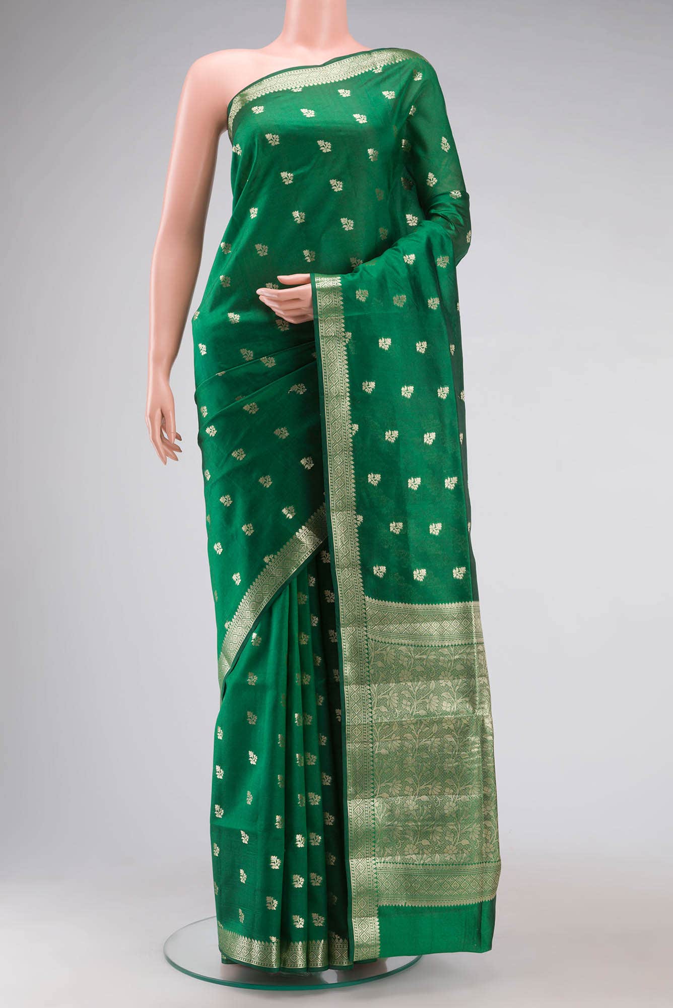 Green Banarasi Raw Silk Saree