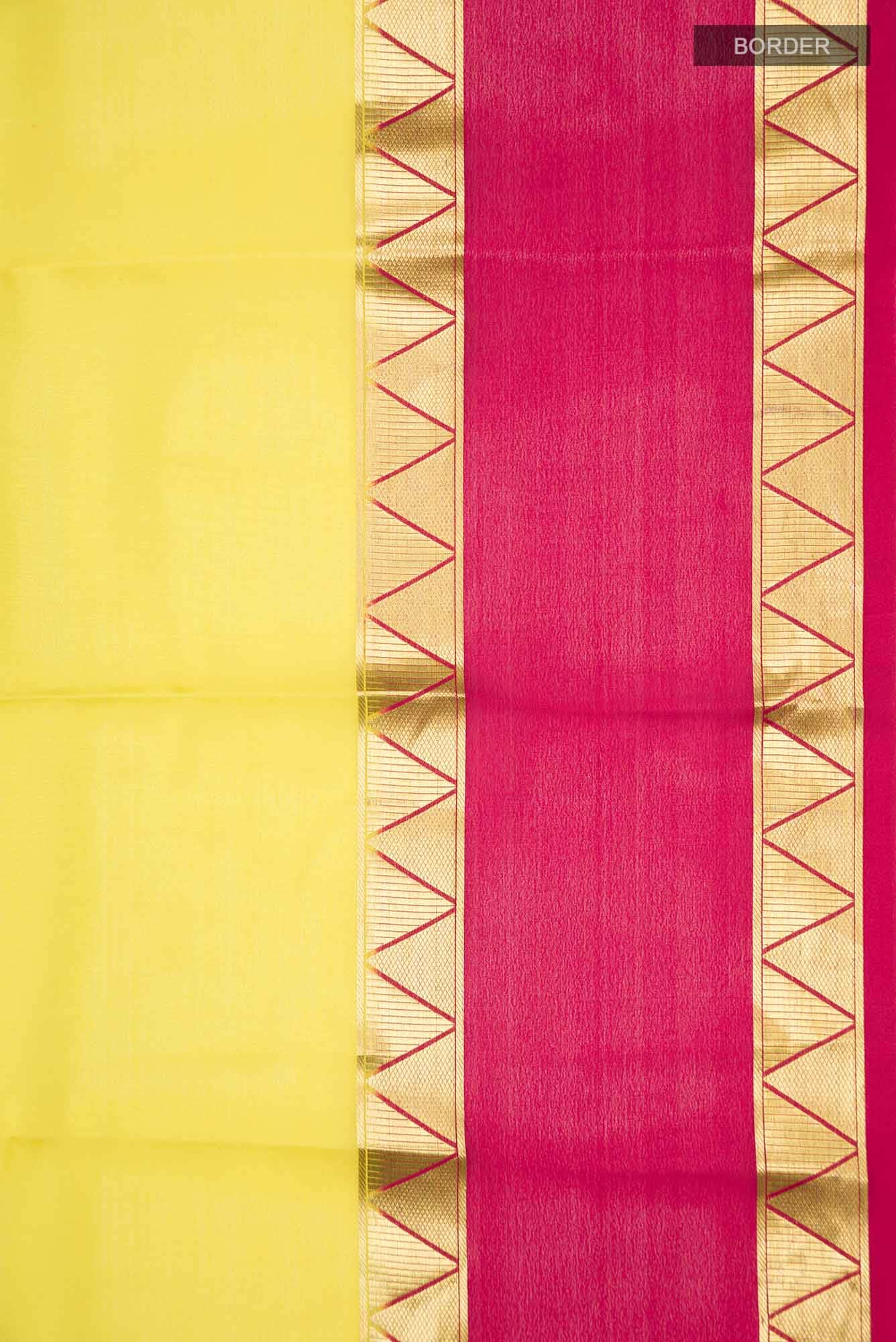 Yellow Mysore Crepe Saree