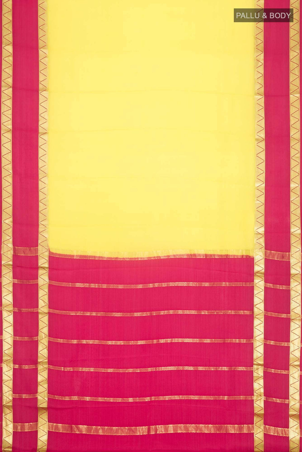 Yellow Mysore Crepe Saree