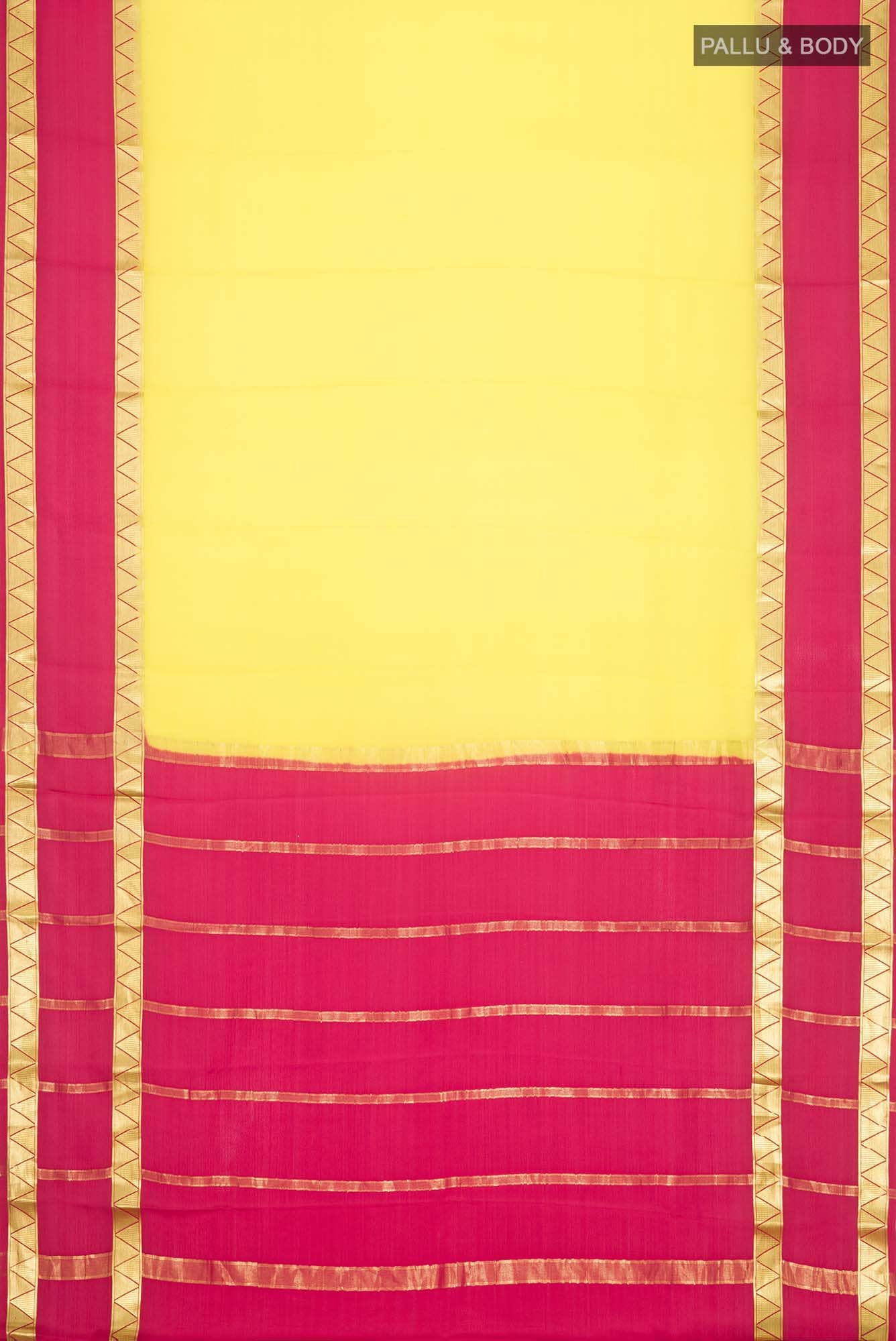 Yellow Mysore Crepe Saree
