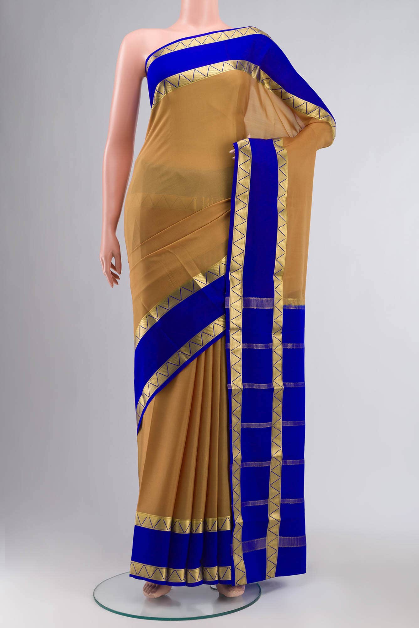 Mustard Mysore Crepe Saree
