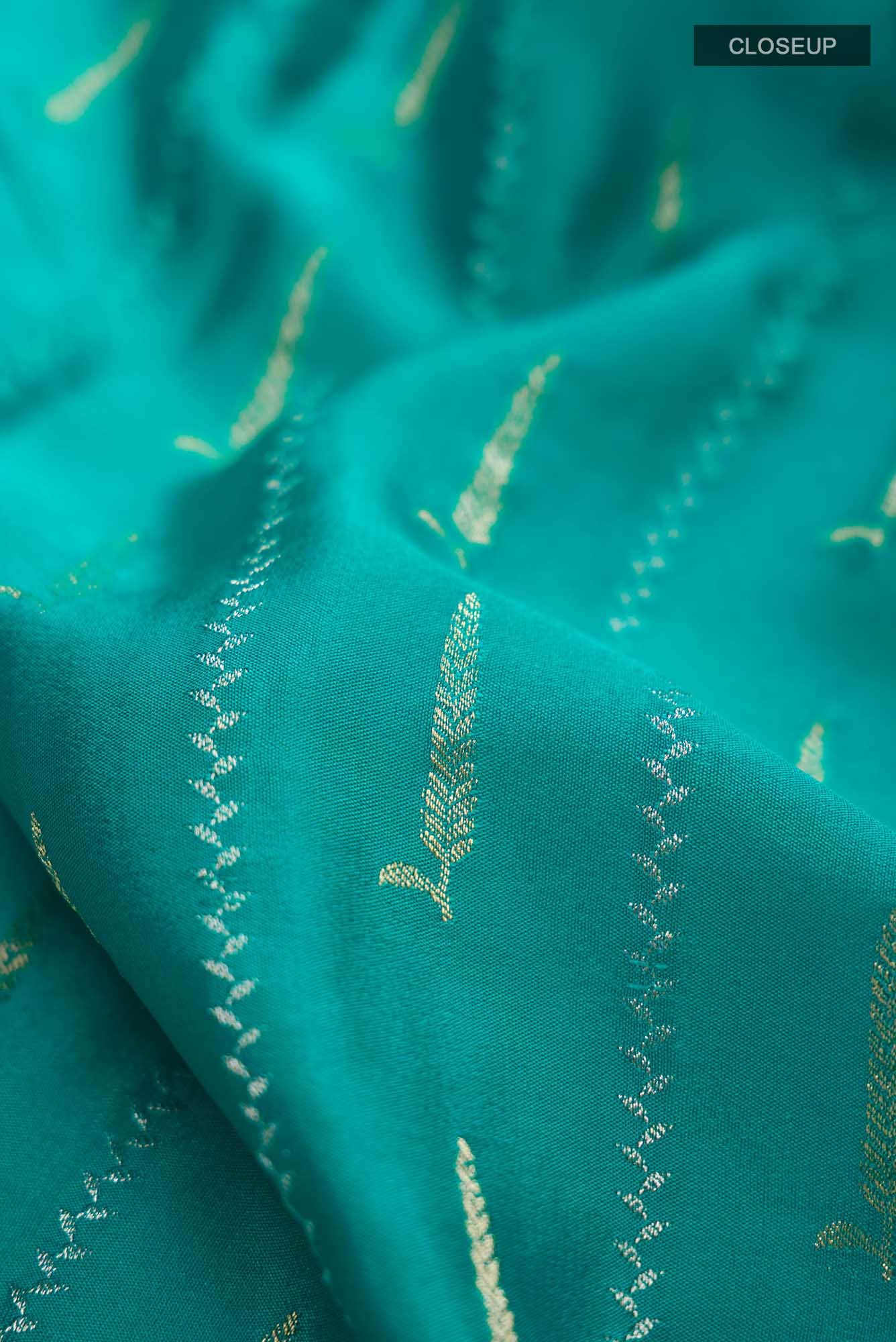 Teal Mysore Crepe Saree