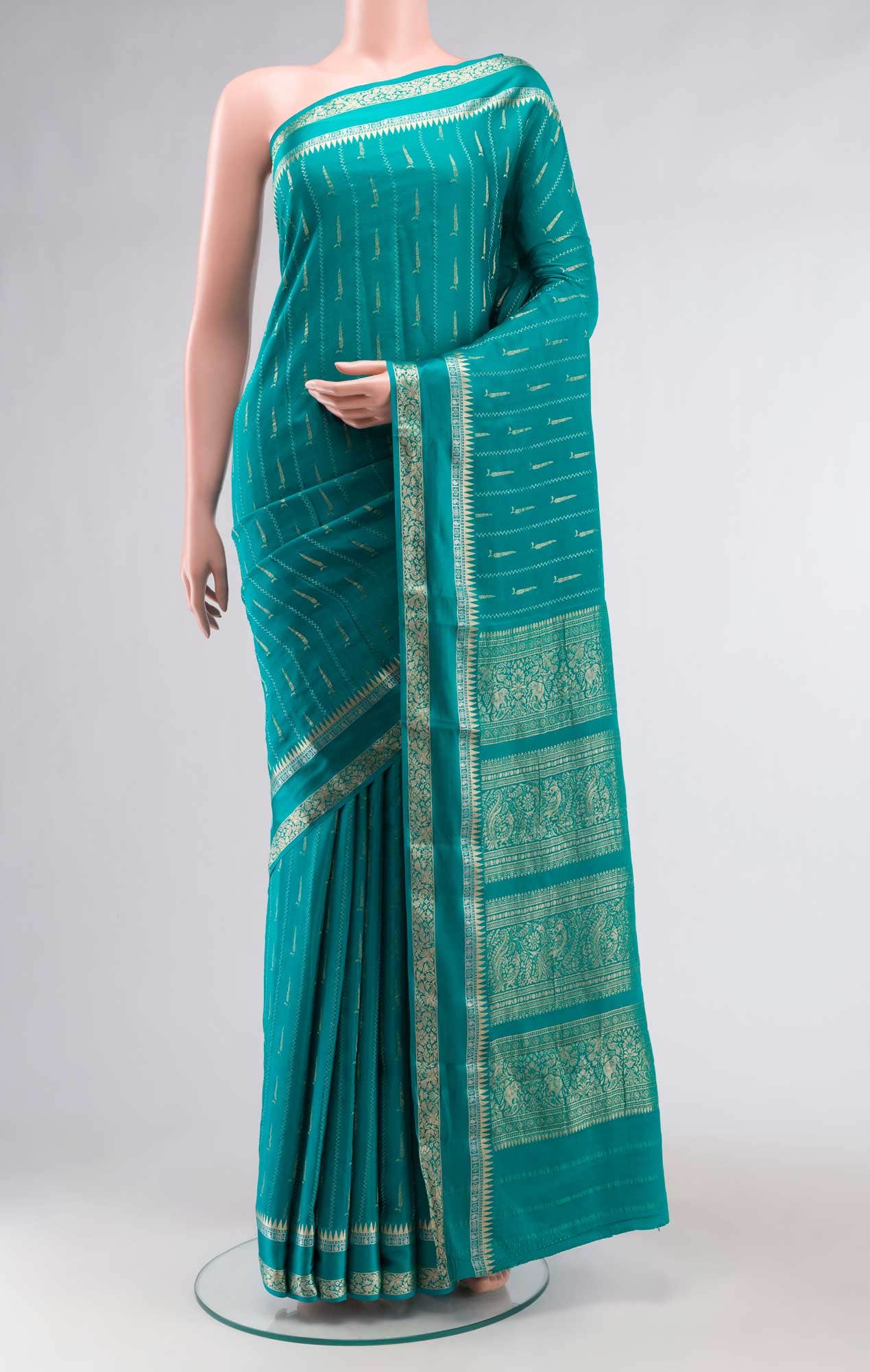 Teal Mysore Crepe Saree