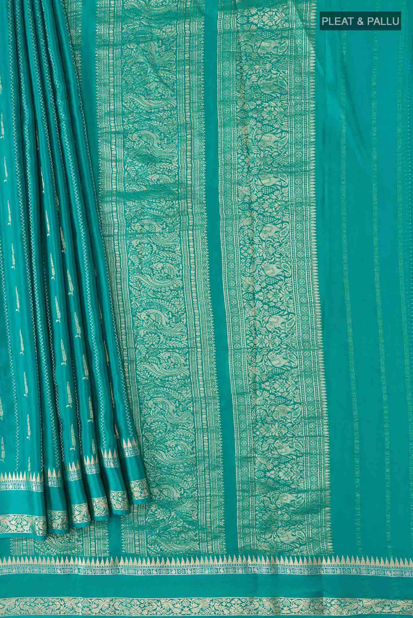 Teal Mysore Crepe Saree