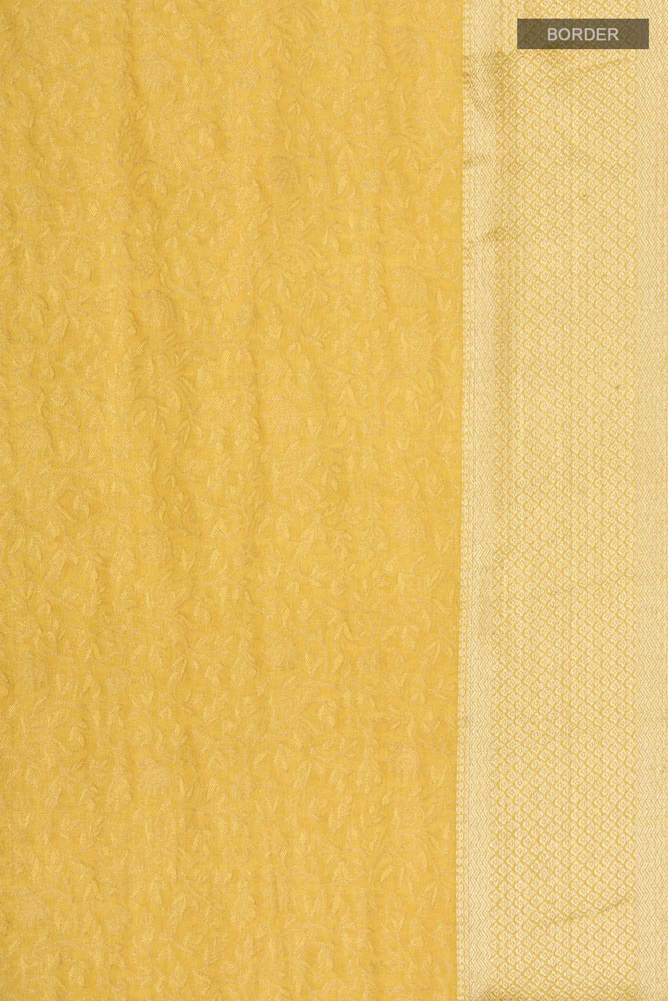 Yellow Mysore Crepe Saree