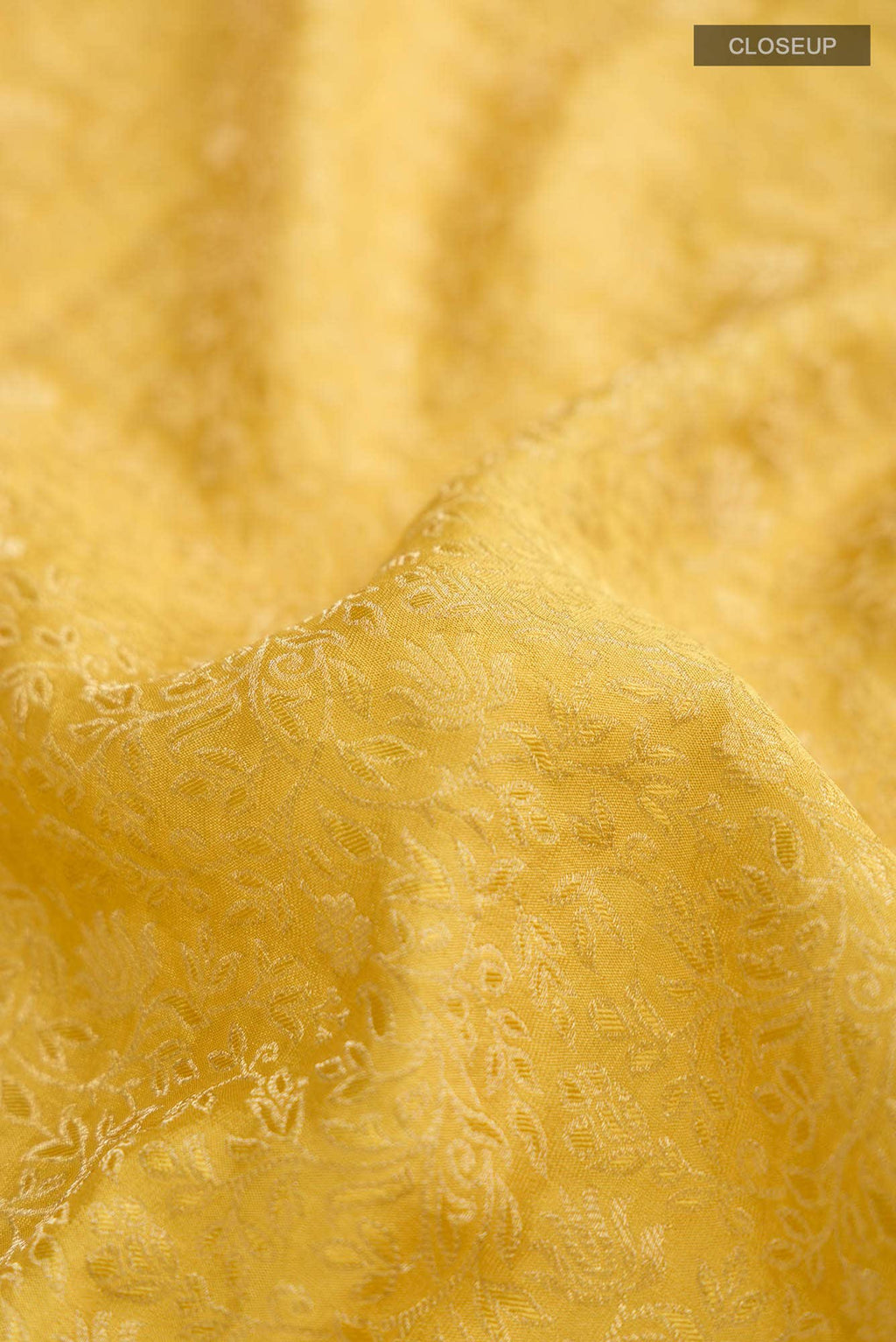 Yellow Mysore Crepe Saree