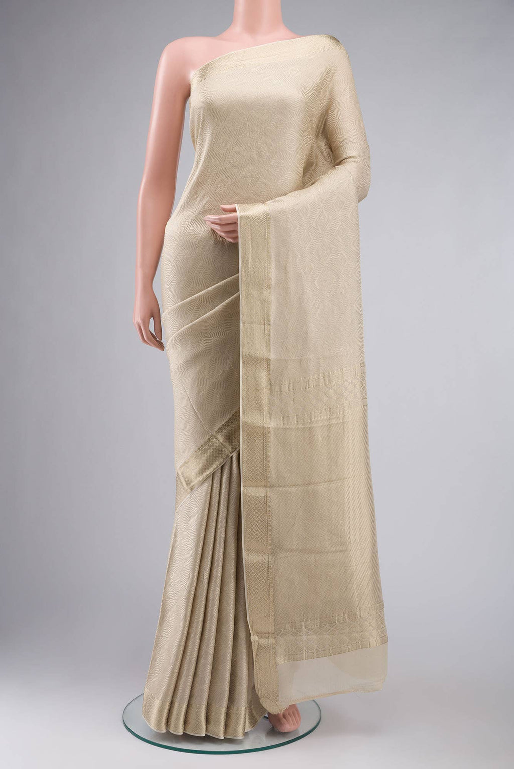 Cream Mysore Crepe Saree