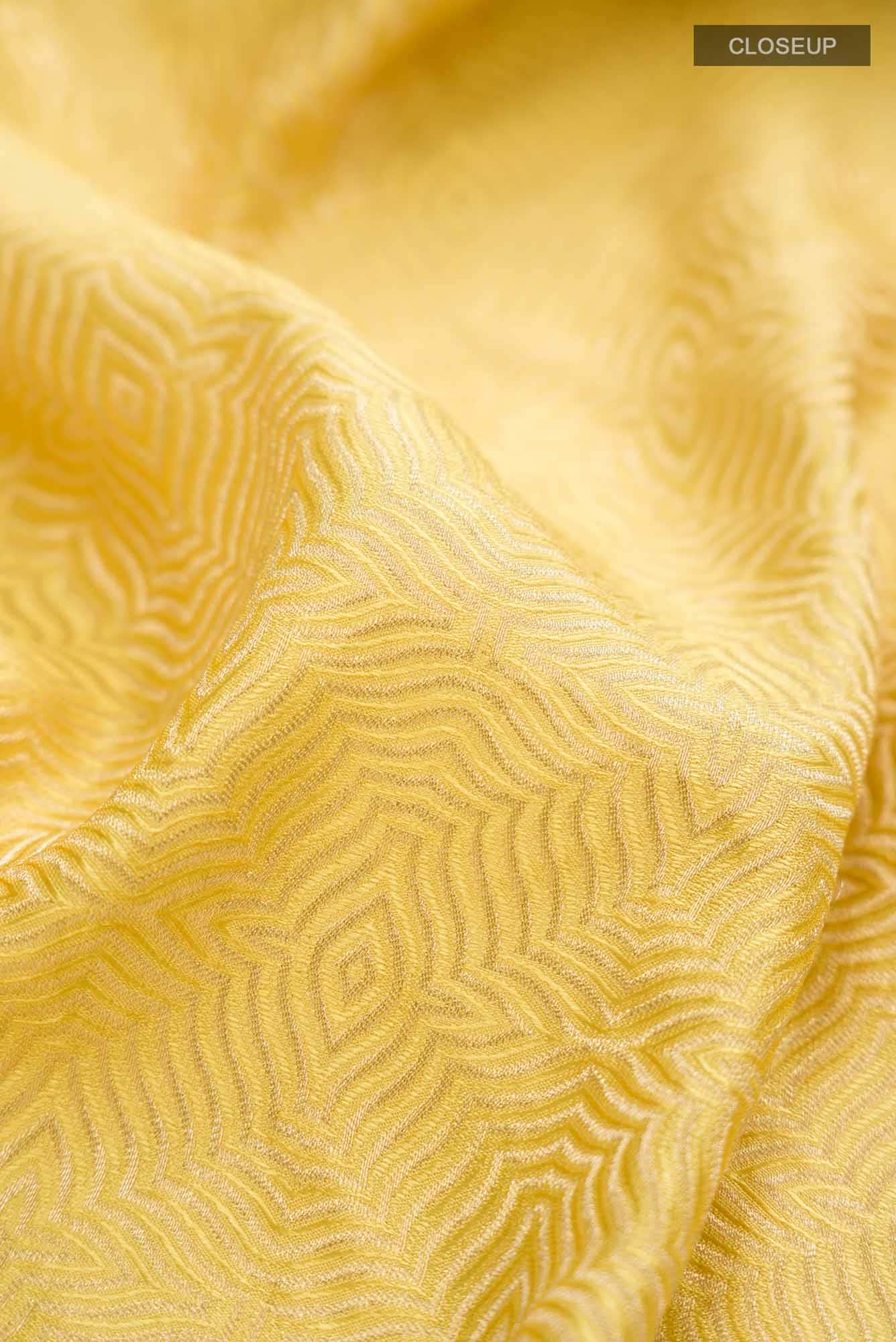 Yellow Mysore Crepe Saree