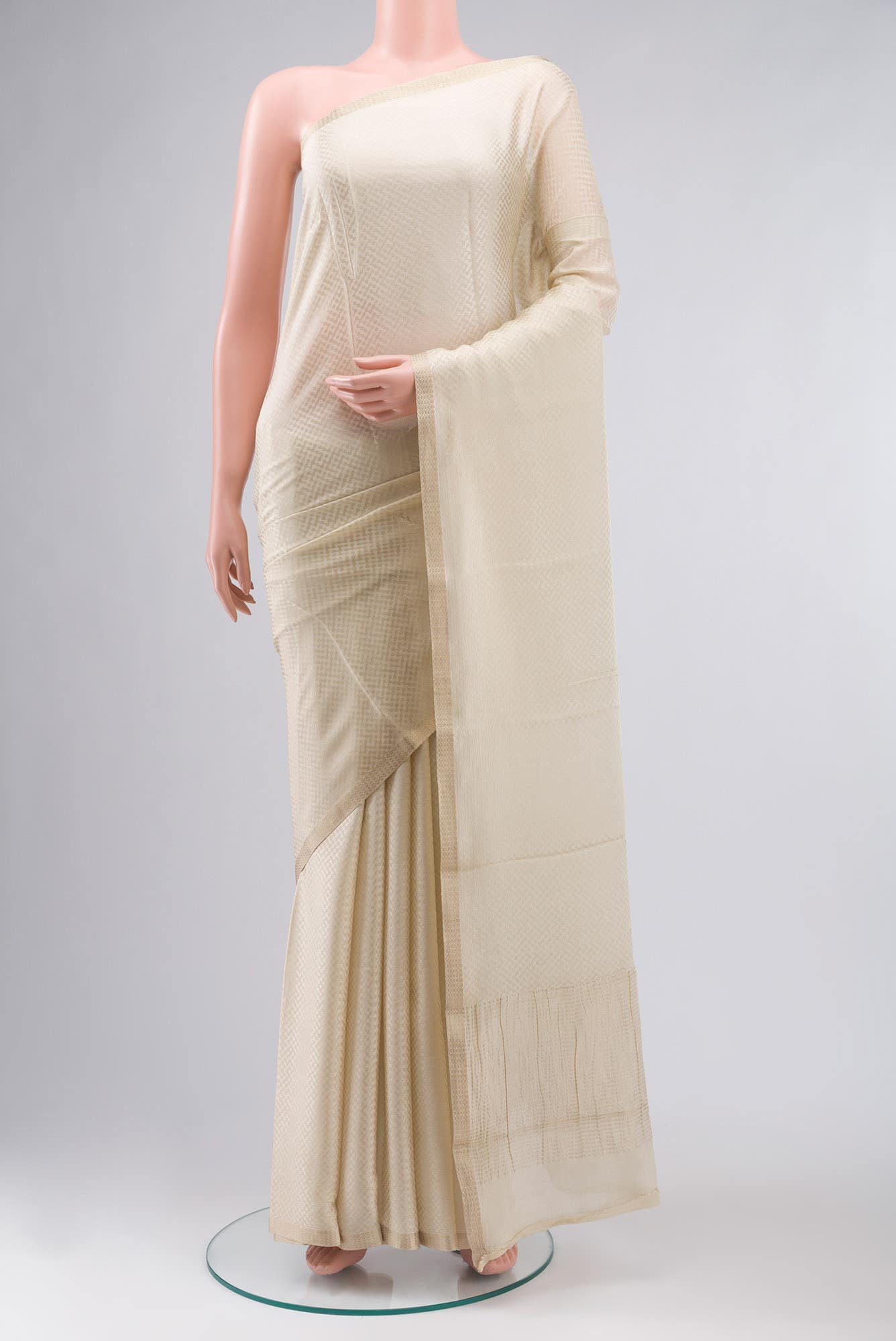 Cream Mysore Crepe Saree