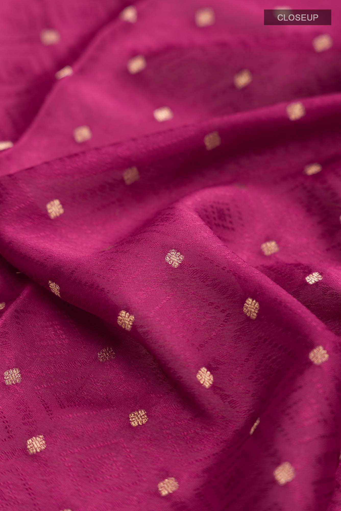 Dark Pink Mysore Crepe Saree