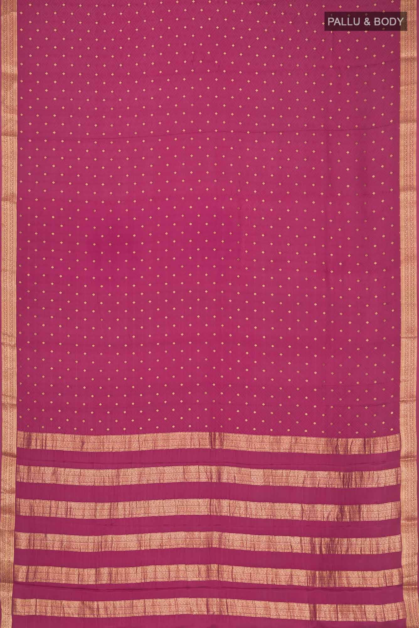 Dark Pink Mysore Crepe Saree