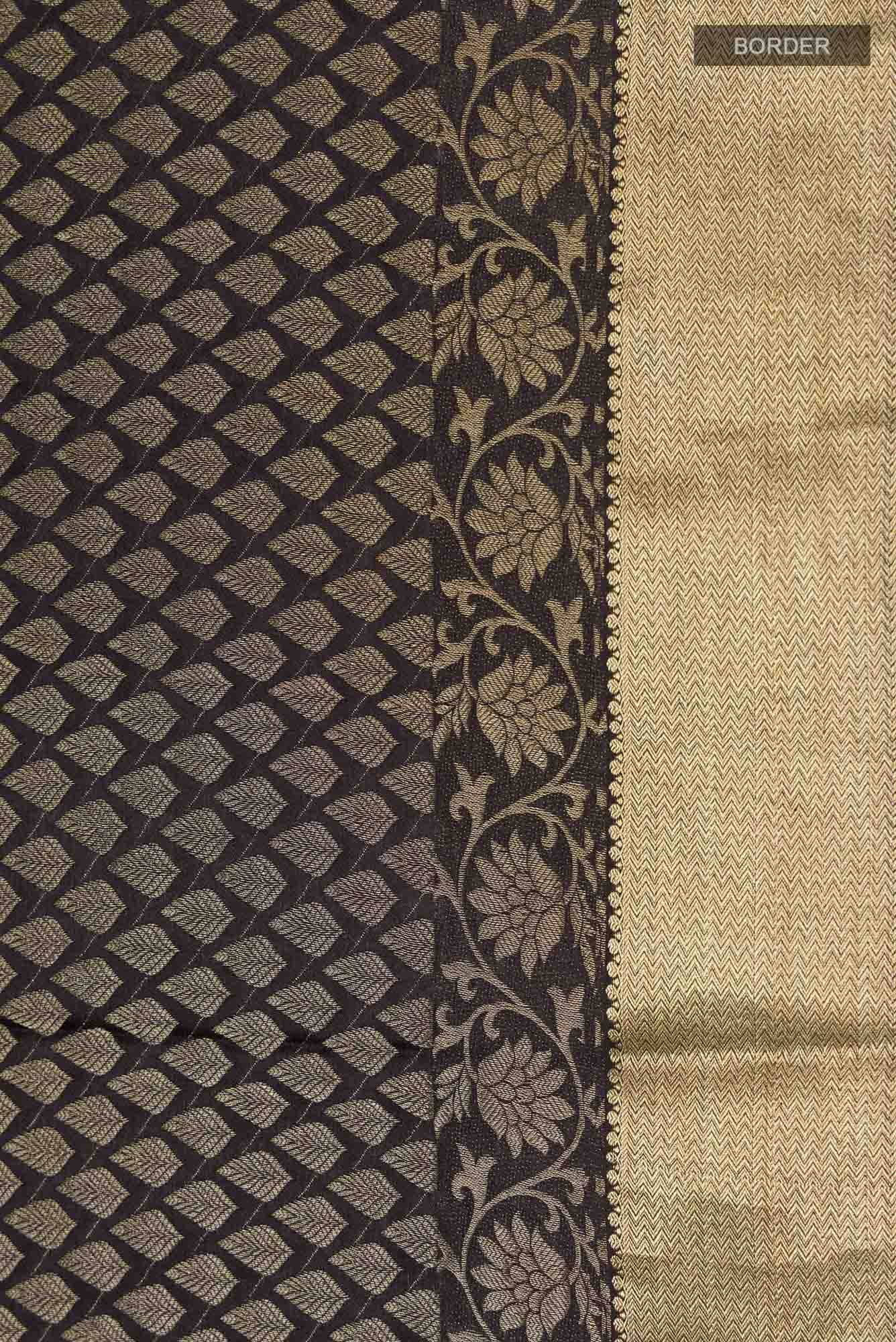 Black Mysore Crepe Saree
