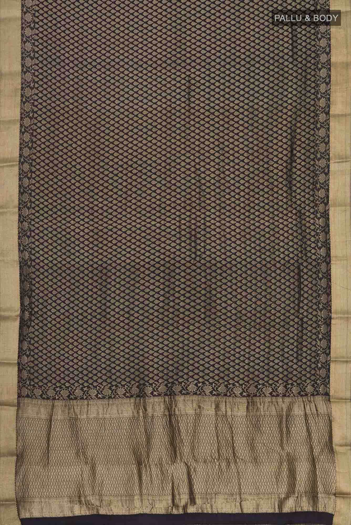 Black Mysore Crepe Saree