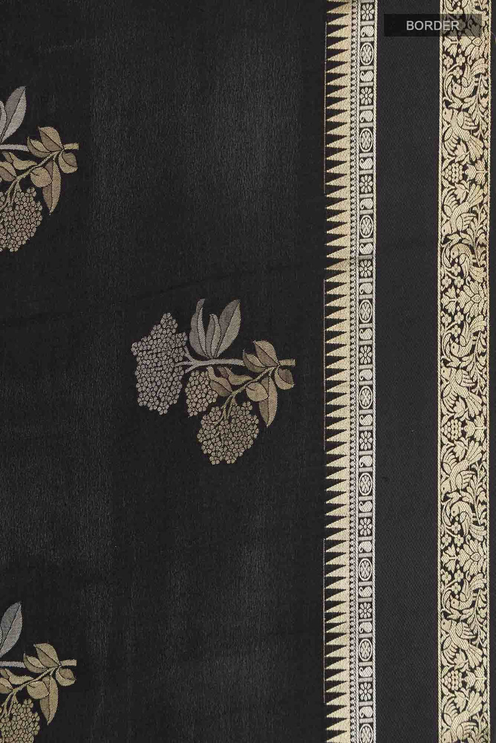 Black Mysore Crepe Saree