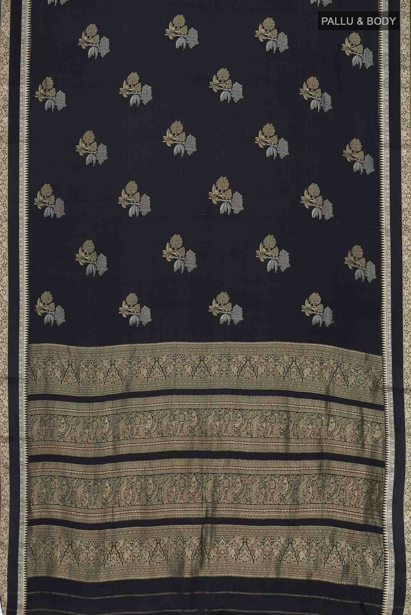 Black Mysore Crepe Saree