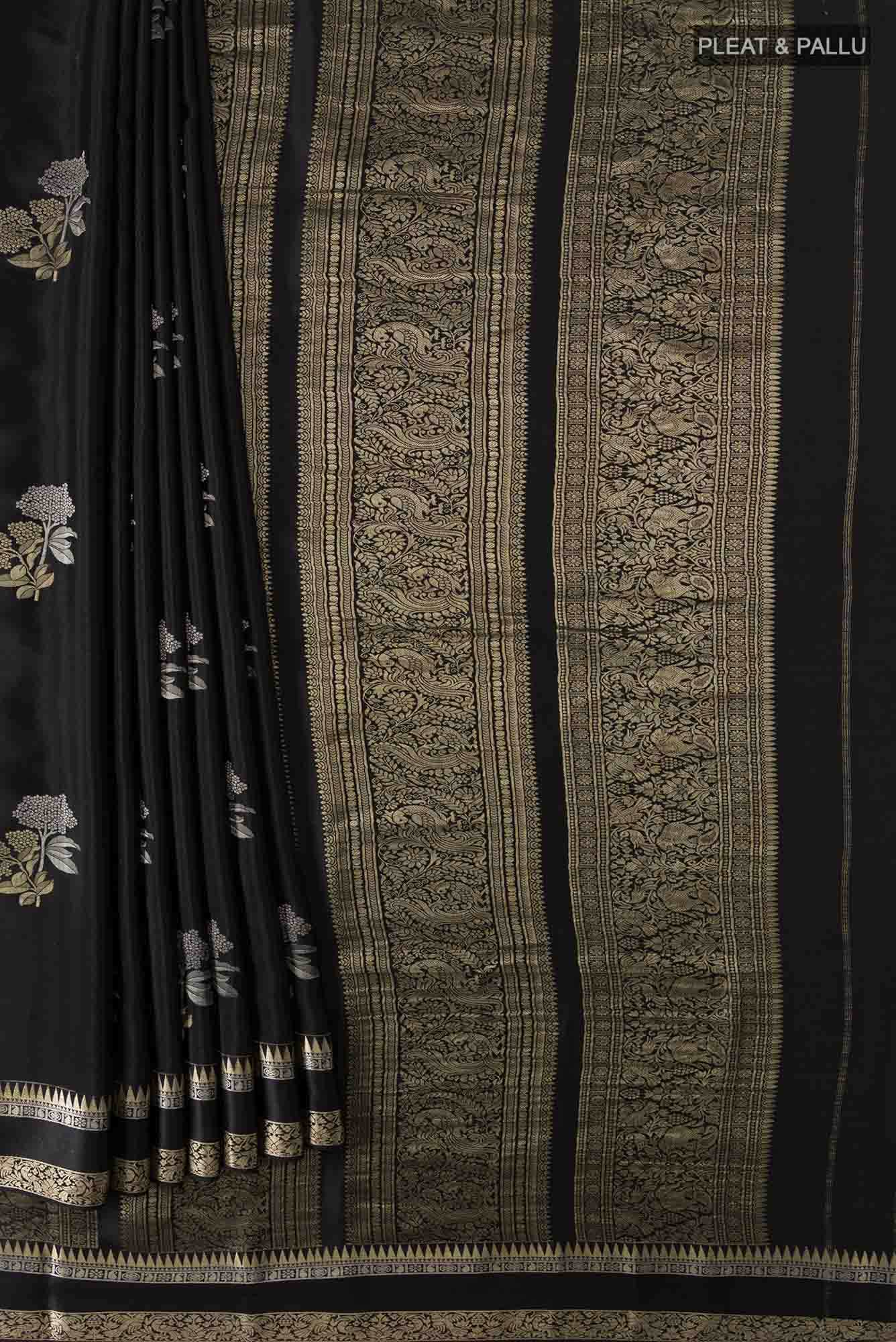 Black Mysore Crepe Saree