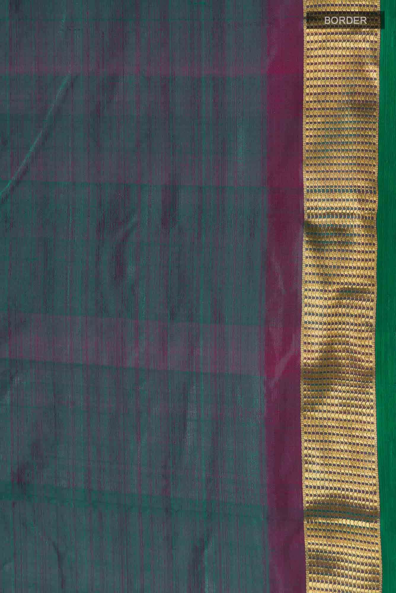 Green with Maroon Dual Tone Kanchipuram Silk Saree